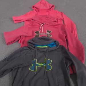 LOT OF 3 Under Armour Hoodie Womens Medium Pink Grey Realtree Storm Coldgear